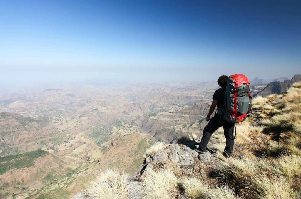 Scaling the Simien Mountains: Mountain trekking, Ethiopian highlands, adventure travel, scenic landscapes, Ethiopia exploration.